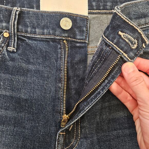 Mother “Insider Ankle Mile High” Jeans 27 Dark Wash Cropped Slim Kick Hem Urban - Picture 7 of 16